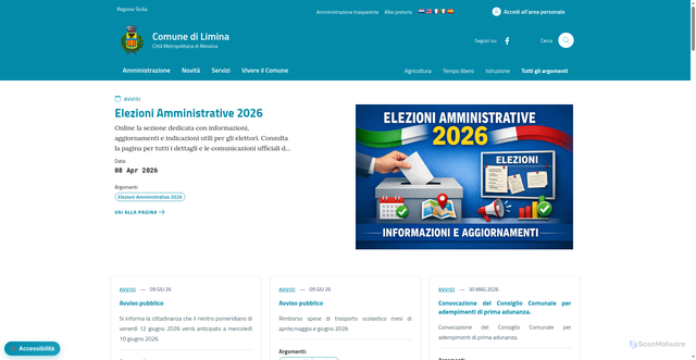 Security scan screenshot of https://www.comune.limina.me.it