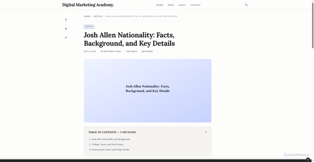 Security scan screenshot of https://oldsite.dma.org.uk/josh-allen-nationality-facts-background-and-key-details.html