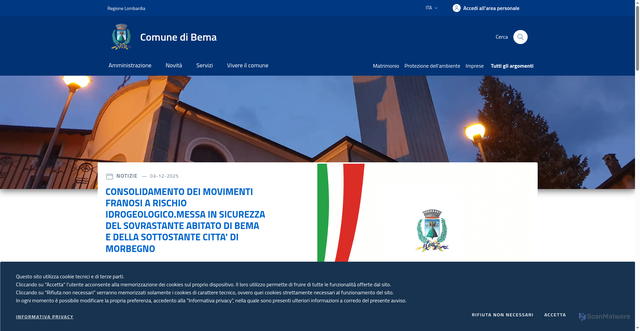 Security scan screenshot of https://www.comune.bema.so.it/
