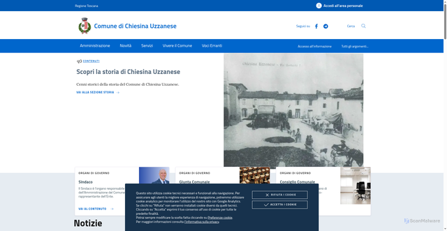 Security scan screenshot of https://www.comune.chiesinauzzanese.pt.it/