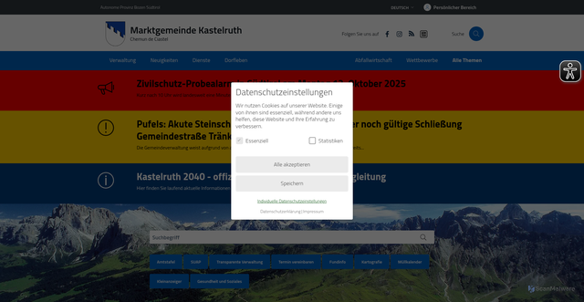 Security scan screenshot of https://www.gemeinde.kastelruth.bz.it/de