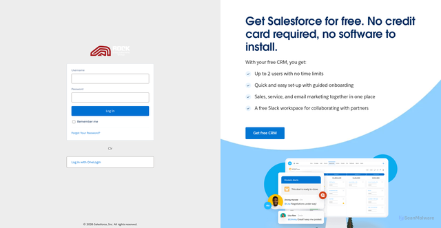 Security scan screenshot of https://reg.lightning.force.com