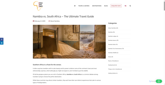 Security scan screenshot of https://www.namibia-safaris.com/namibia-vs-south-africa/