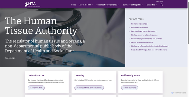 Security scan screenshot of https://www.hta.gov.uk/