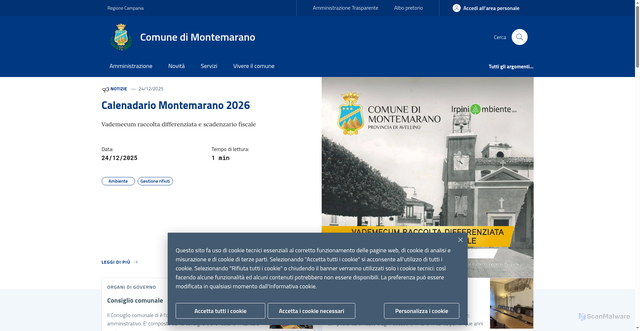 Security scan screenshot of https://www.comune.montemarano.av.it/