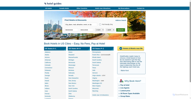 Security scan screenshot of https://hotelguides.com/usa-hotels.html