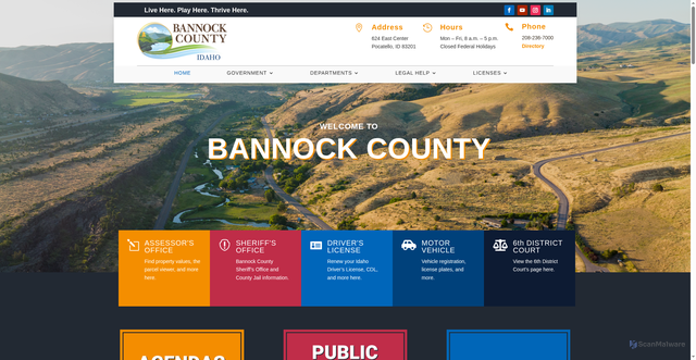 Security scan screenshot of https://bannockcounty.gov/