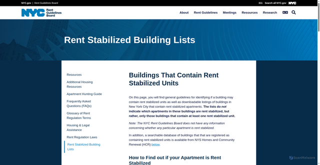 Security scan screenshot of https://rentguidelinesboard.cityofnewyork.us/resources/rent-stabilized-building-lists/