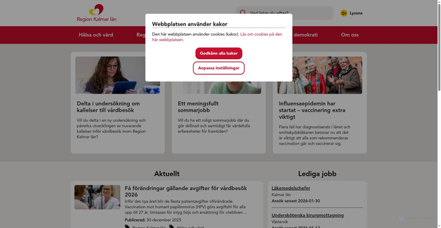 Security scan screenshot of https://regionkalmar.se/
