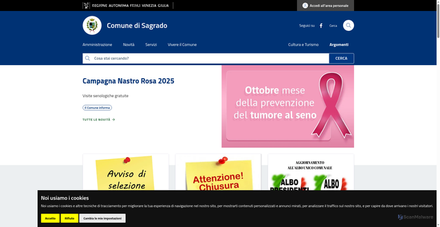 Security scan screenshot of https://www.comune.sagrado.go.it/