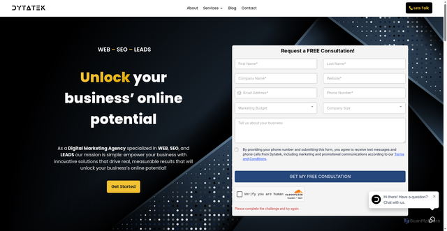 Security scan screenshot of https://dytatek.com