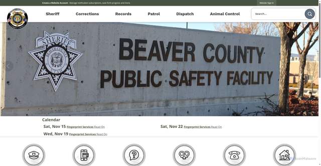 Security scan screenshot of https://beaverutahsheriff.gov/