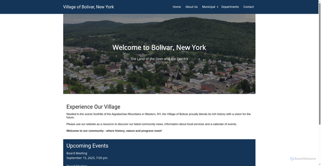 Security scan screenshot of https://www.villageofbolivarny.gov/
