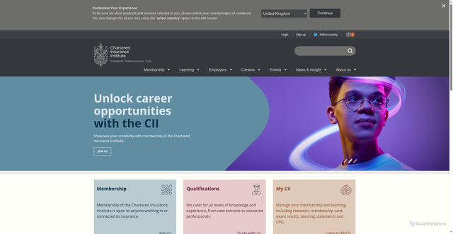 Security scan screenshot of https://www.cii.co.uk