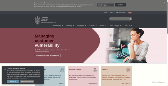 Security scan screenshot of https://www.cii.co.uk