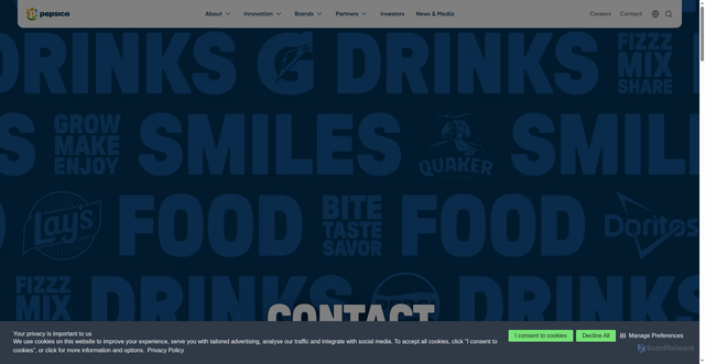 Security scan screenshot of https://www.pepsico.com/contact