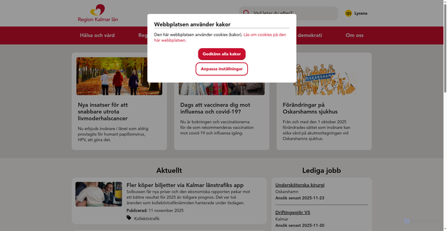 Security scan screenshot of https://regionkalmar.se/