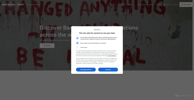 Security scan screenshot of https://banksymap.com/