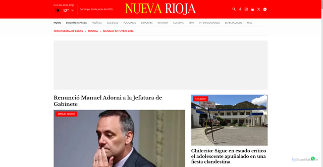 Security scan screenshot of https://nuevarioja.com.ar
