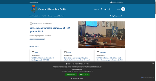 Security scan screenshot of https://www.comune.castellanagrotte.ba.it/it