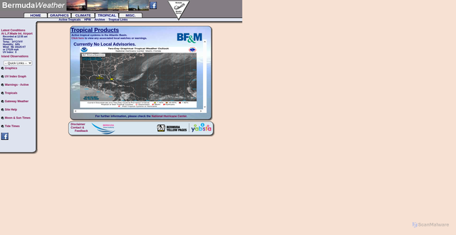 Security scan screenshot of https://www.weather.bm/tropical.asp