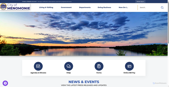 Security scan screenshot of https://menomonie-wi.gov/