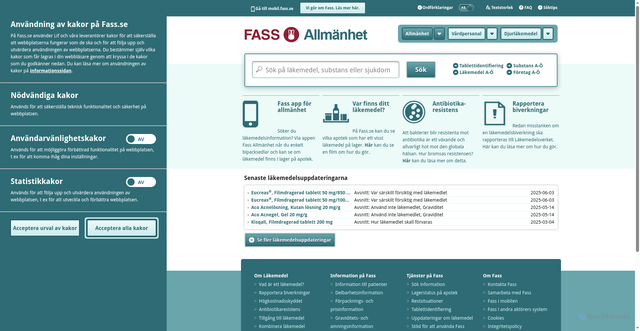 Security scan screenshot of https://www.fass.se/LIF/startpage