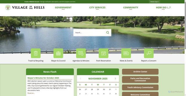 Security scan screenshot of https://thehillstx.gov/