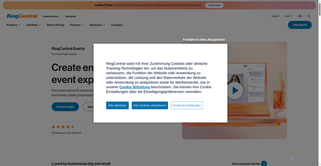 Security scan screenshot of https://events.ringcentral.com