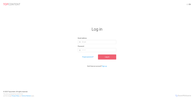 Security scan screenshot of https://app.topcontent.com/