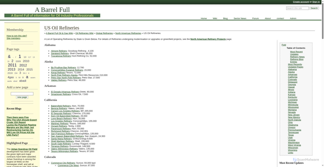 Security scan screenshot of http://abarrelfull.wikidot.com/us-refineries