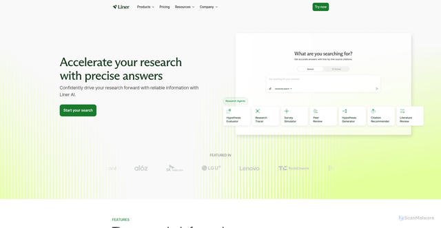 Security scan screenshot of https://liner.com