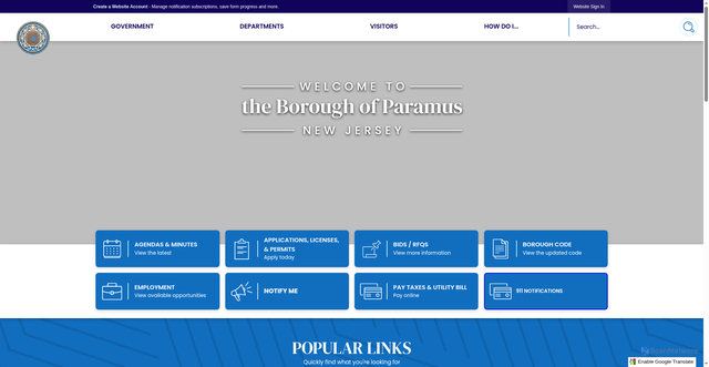 Security scan screenshot of https://paramusborough.gov/