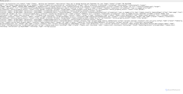 Security scan screenshot of https://timela.jira.dssolution.jp