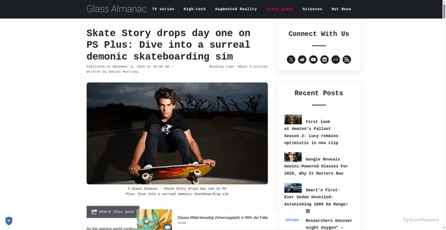 Security scan screenshot of https://glassalmanac.com/skate-story-drops-day-one-on-ps-plus-dive-into-a-surreal-demonic-skateboarding-sim/