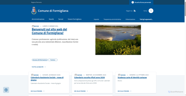 Security scan screenshot of https://www.comune.formigliana.vc.it