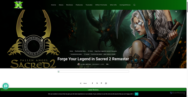 Security scan screenshot of https://www.thexboxhub.com/forge-your-legend-in-sacred-2-remaster/