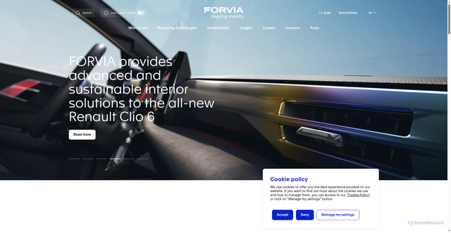 Security scan screenshot of https://forvia.com