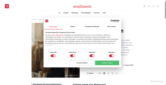 Security scan screenshot of https://r.brevo.etailment.de/mk/cl/f/sh/7nVU1aA2ng3tmhn9QqXoqntlZMrT5gE/iAY1hx-0XEfj