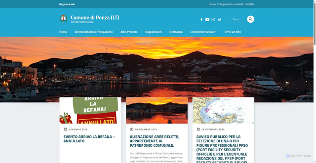Security scan screenshot of https://www.comune.ponza.lt.it/
