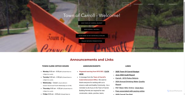 Security scan screenshot of https://www.townofcarrollny.gov/