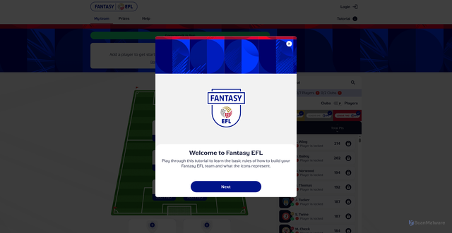 Security scan screenshot of https://fantasy.efl.com