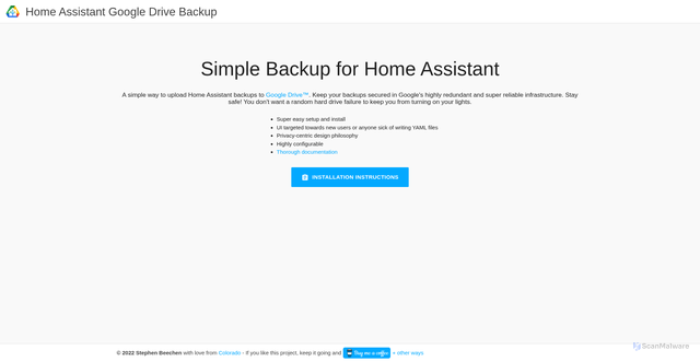 Security scan screenshot of https://habackup.io