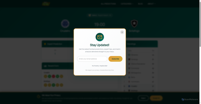 Security scan screenshot of https://predictfootballmatch.com/match/cruzeiro-vs-botafogo-home-wins