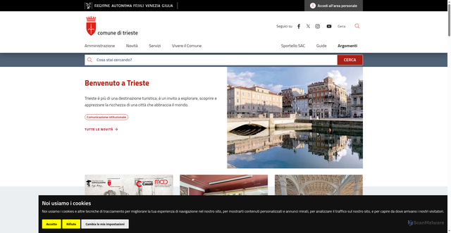 Security scan screenshot of https://www.comune.trieste.it/