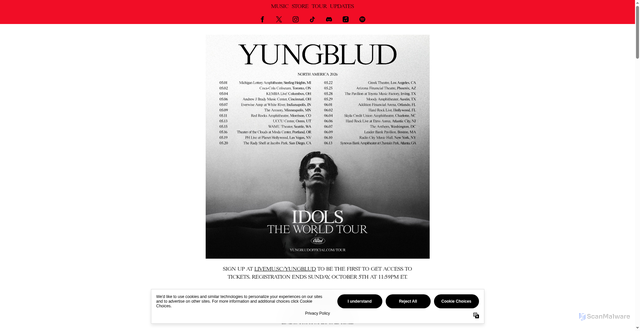Security scan screenshot of https://www.yungbludofficial.com/tour/