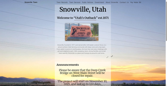 Security scan screenshot of https://snowvilletown.gov/