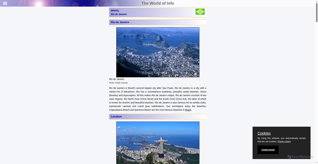 Security scan screenshot of https://theworldofinfo.com/brazil/rio-de-janeiro/
