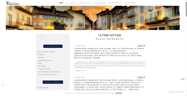 Security scan screenshot of https://www.provincia.verbano-cusio-ossola.it