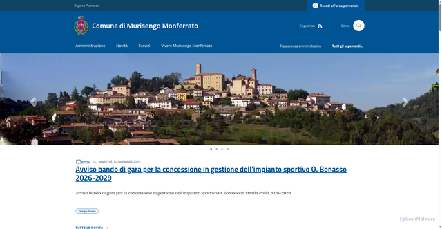 Security scan screenshot of https://www.comune.murisengo.al.it/